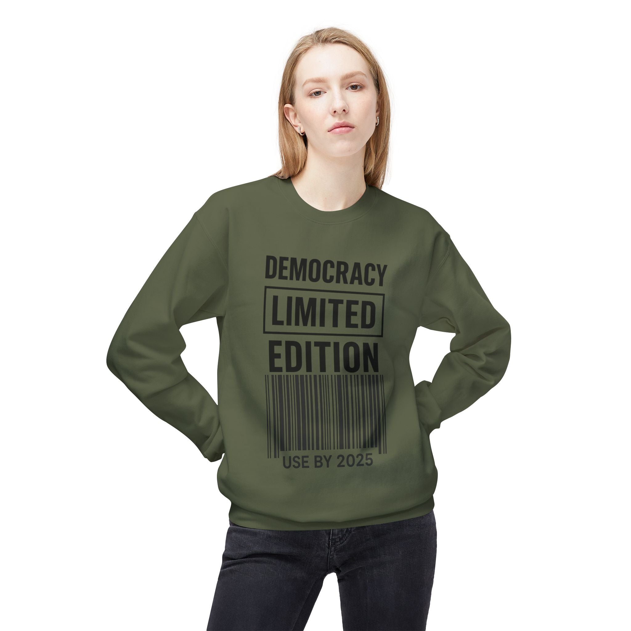 Democracy Political Statement Crewneck Sweatshirt | LZP Tees