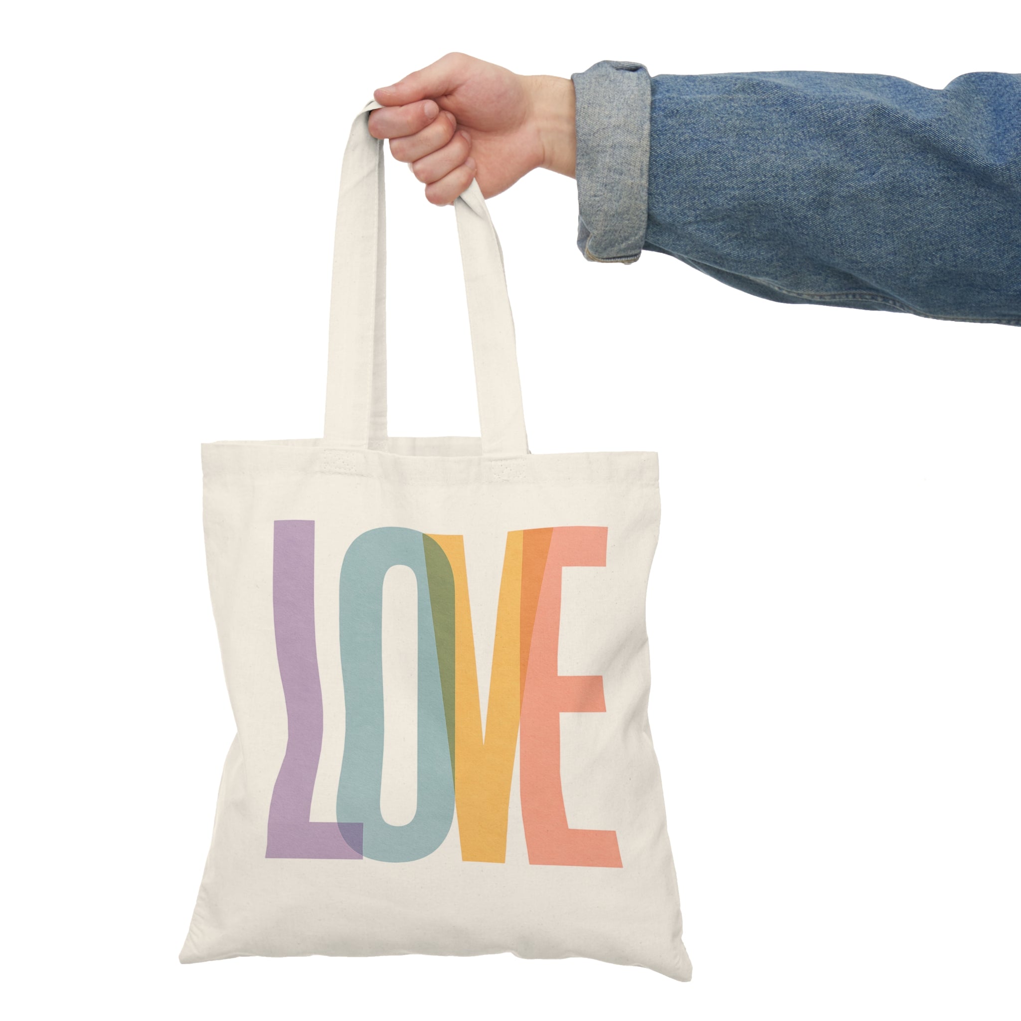 Colorful LOVE Tote Bag, Eco-Friendly Shopping Bag, Gift for Her, Reusable Grocery Bag, Beach Bag T-Shirt | LZP Tees
