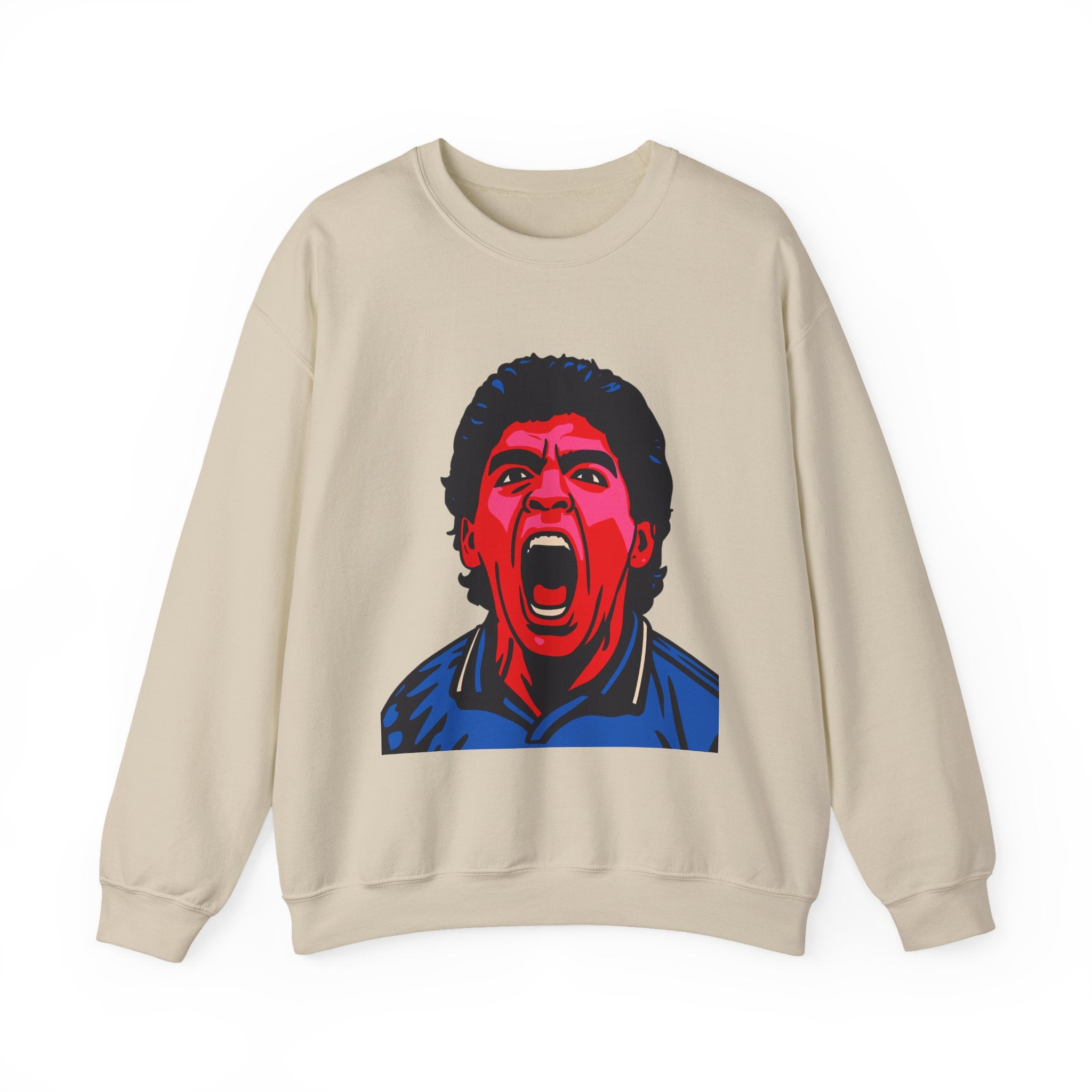 Mad Maradonna – Bold Statement Crewneck Sweatshirt – Graphic Sweatshirt, Retro Style, Gift for Sports Fans, Casual Wear – Sweatshirt