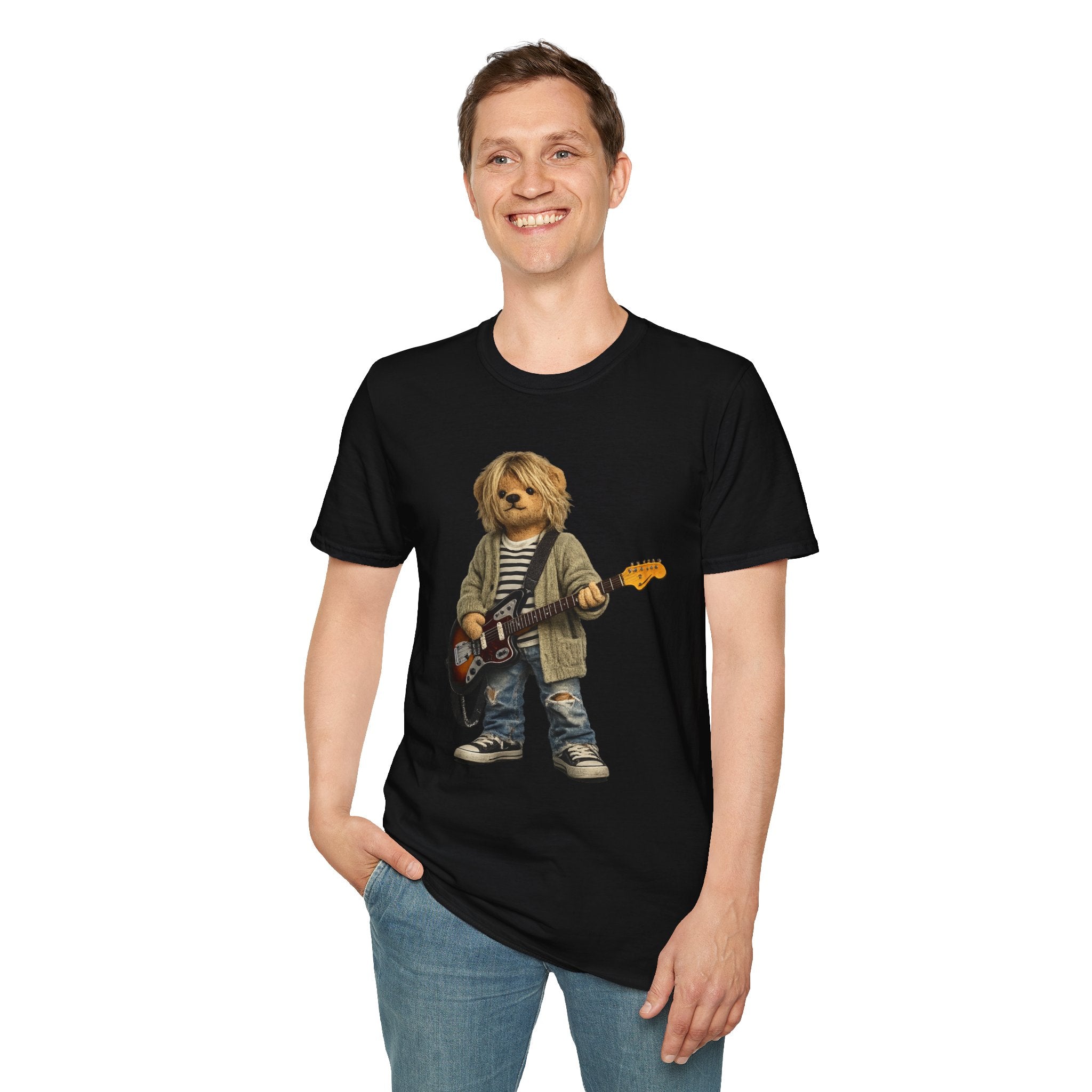 Grunge Kid Guitar T‑Shirt — Cute Rocker Graphic Tee - Bearvana