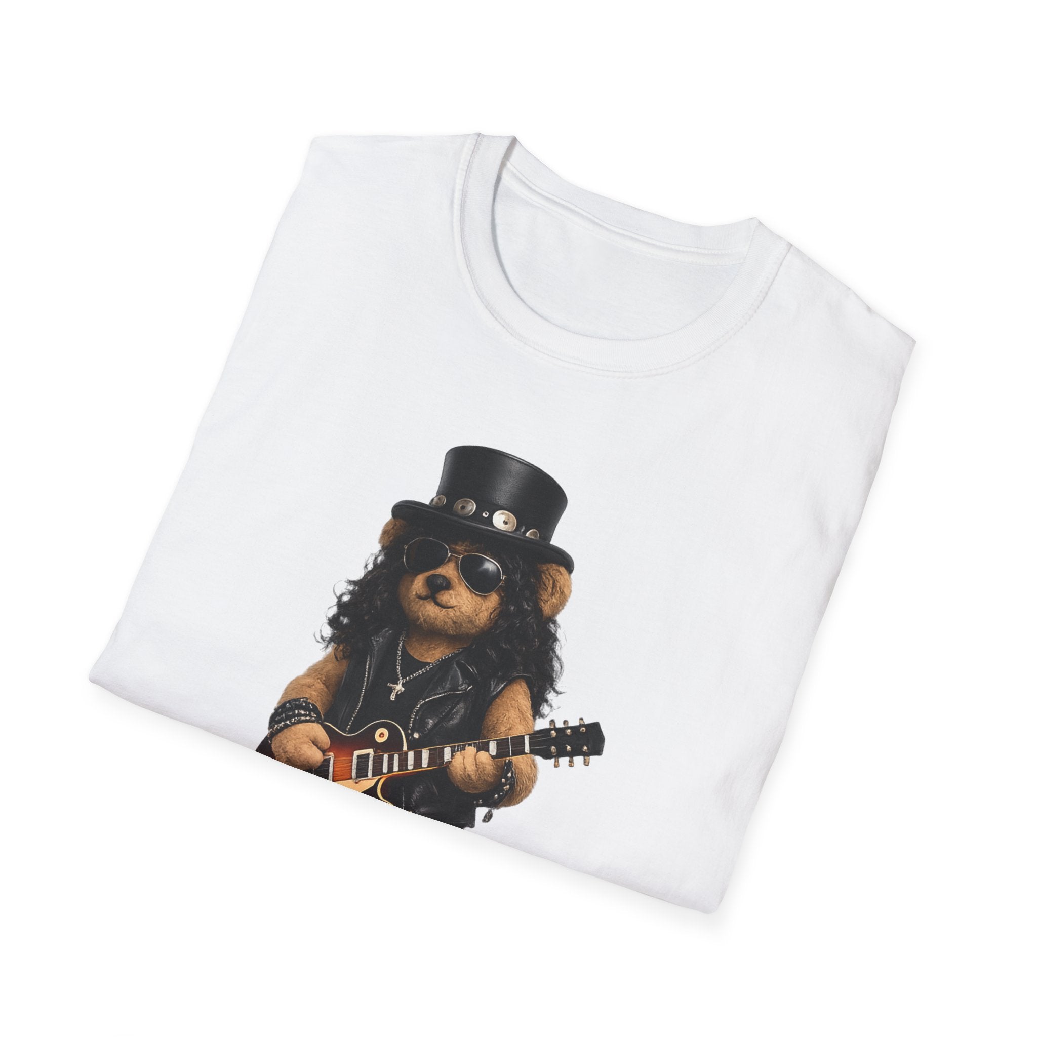 Rock Guitar Bear T‑Shirt — Cute Slash-Inspired Musician Graphic Tee