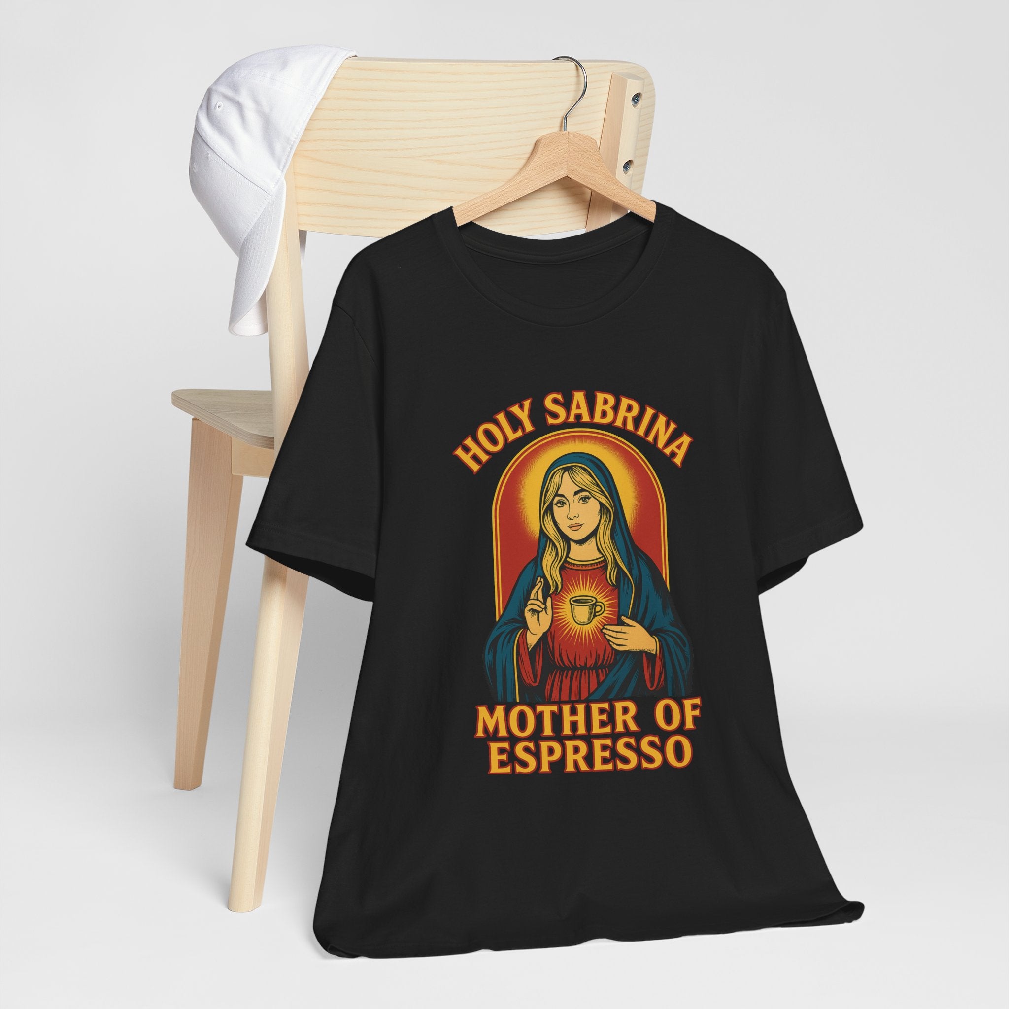 Holy Sabrina Espresso Tee, Coffee Lover Gift, Funny T-Shirt, Unisex Graphic Tee, Music Lover Present, Casual Coffee Shirt | LZP Tees