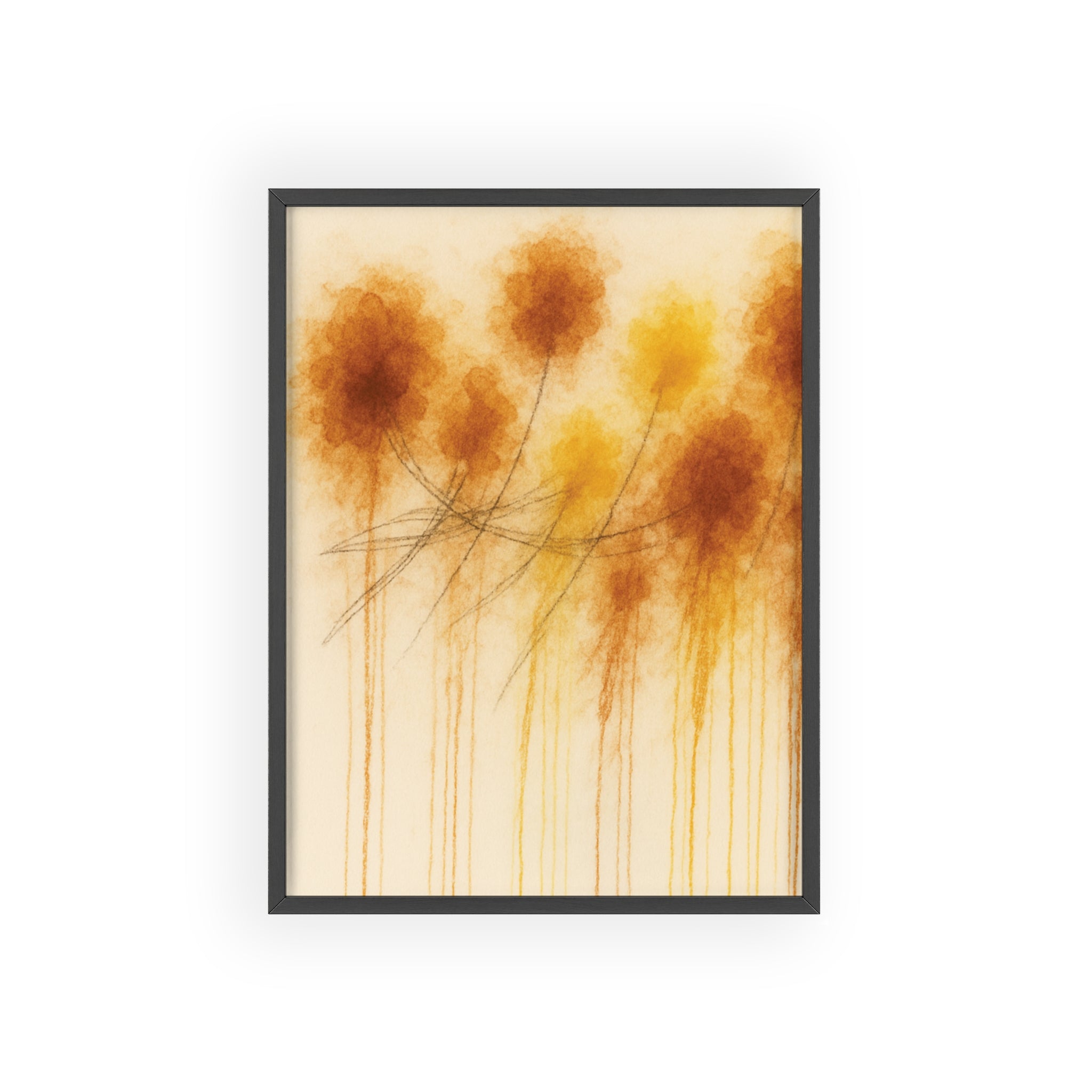 Vibrant Abstract Floral Poster yellow 2 with Wooden Frame, Modern Art Decor, Colorful Wall Art, Home Decor, Gift Idea