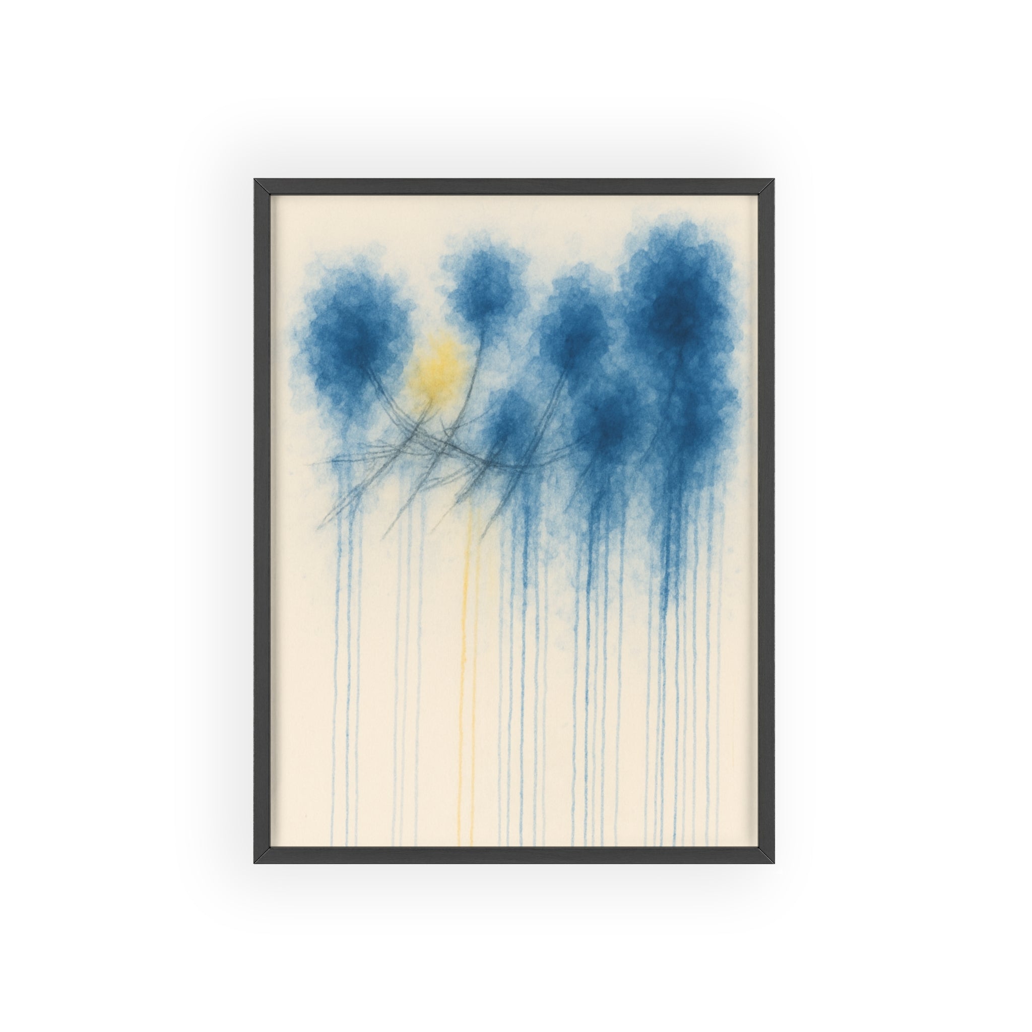 Vibrant Abstract Floral Poster Blue 2 with Wooden Frame, Modern Art Decor, Colorful Wall Art, Home Decor, Gift Idea