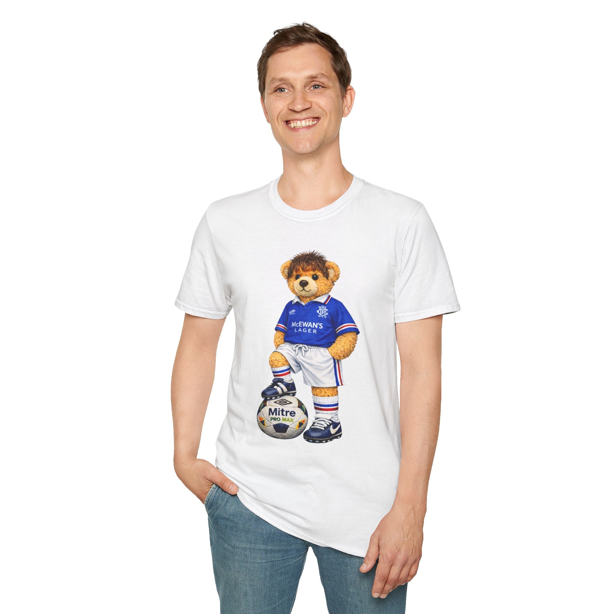Glasgow Rangers 90s Football Bear T-Shirt – Ibrox Retro Graphic Tee