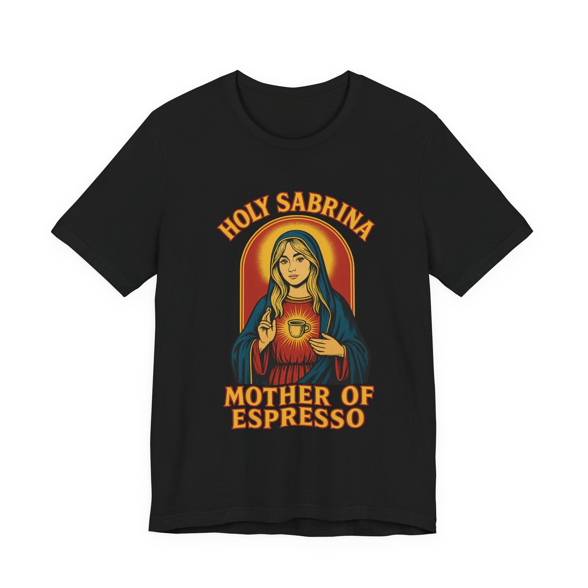 Holy Sabrina Espresso Tee, Coffee Lover Gift, Funny T-Shirt, Unisex Graphic Tee, Music Lover Present, Casual Coffee Shirt | LZP Tees
