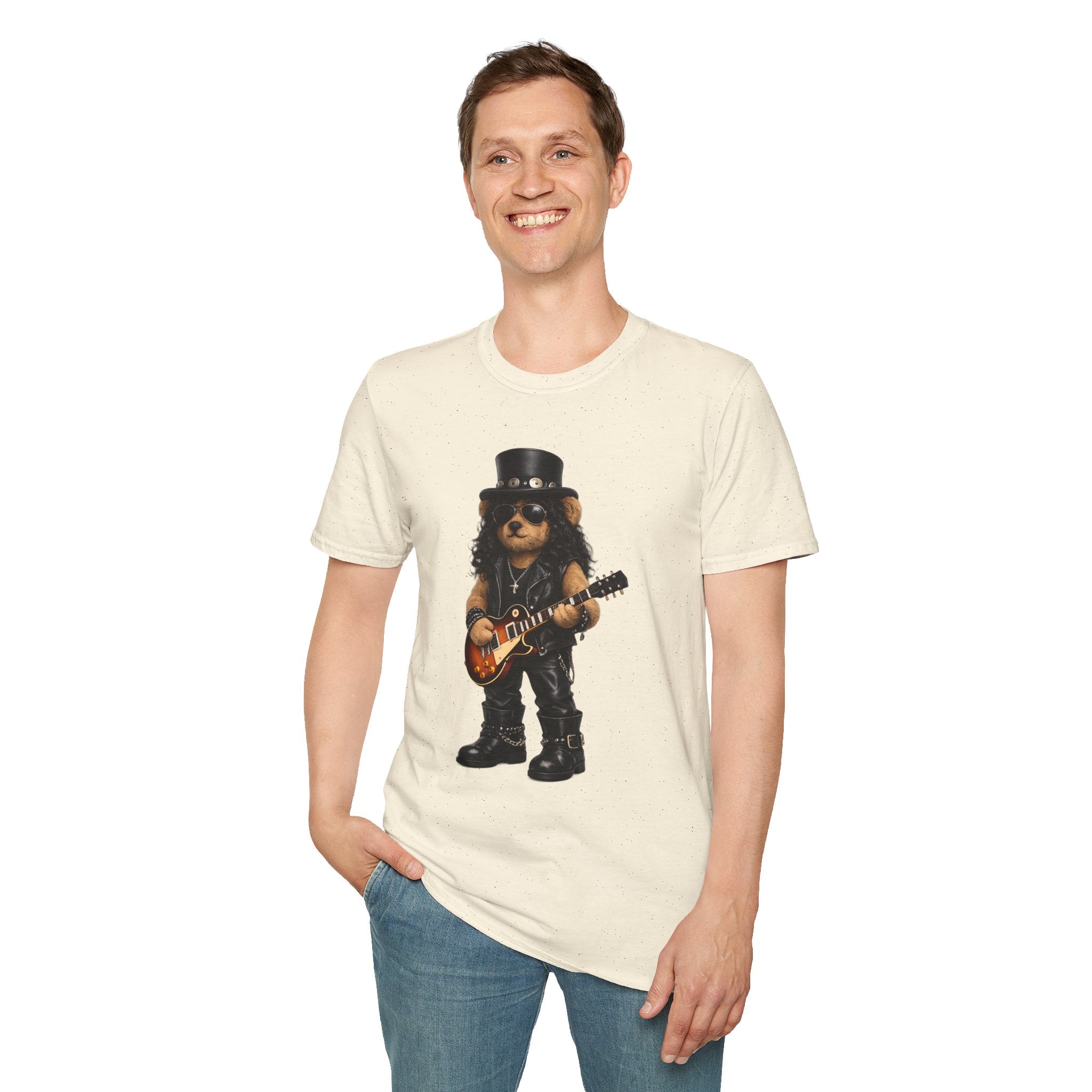 Rock Guitar Bear T‑Shirt — Cute Slash-Inspired Musician Graphic Tee