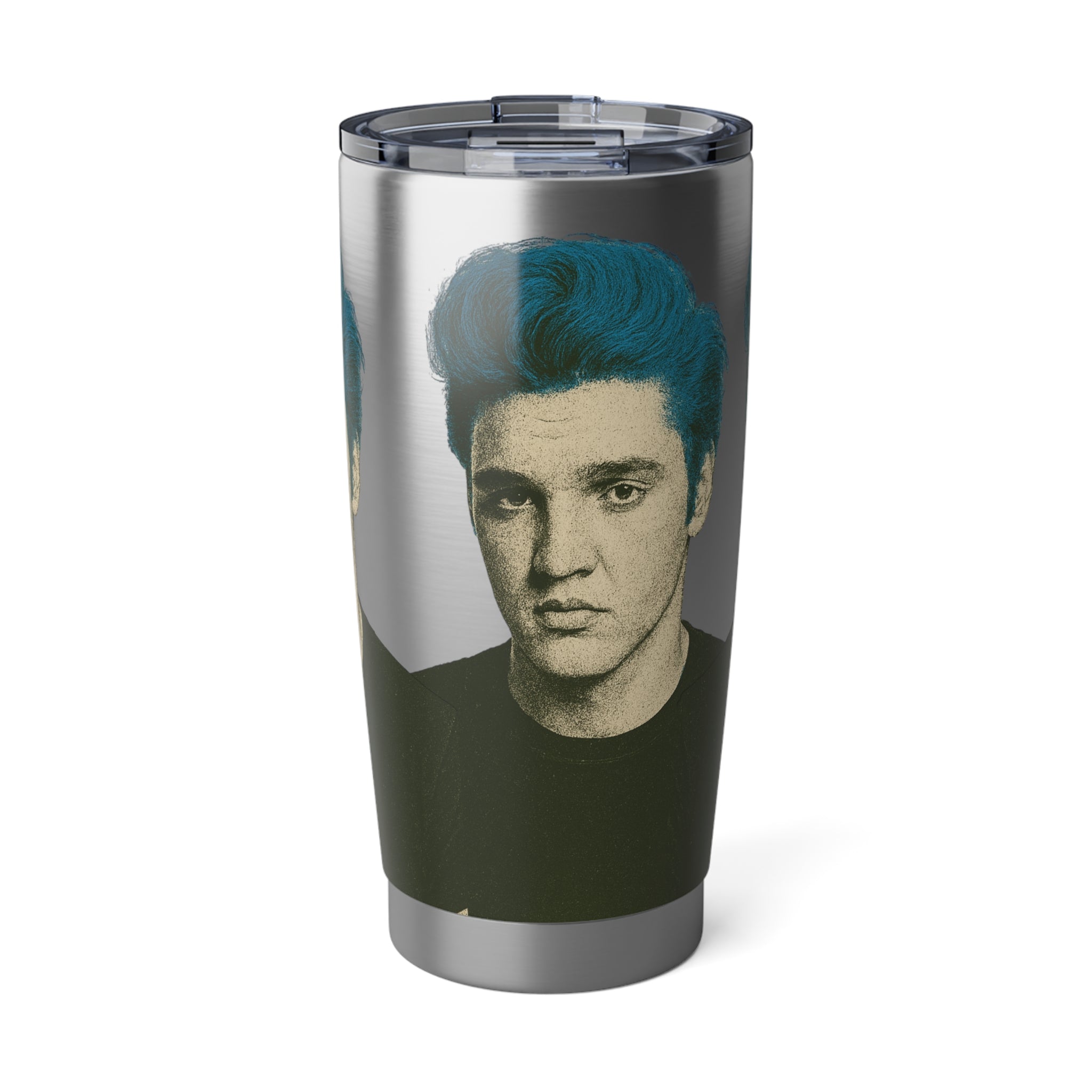 Elvis Presley Inspired Tumbler - Travel Mug, Vintage Gift, Retro Style, Music Lover, Home Decor — travel mug, front view