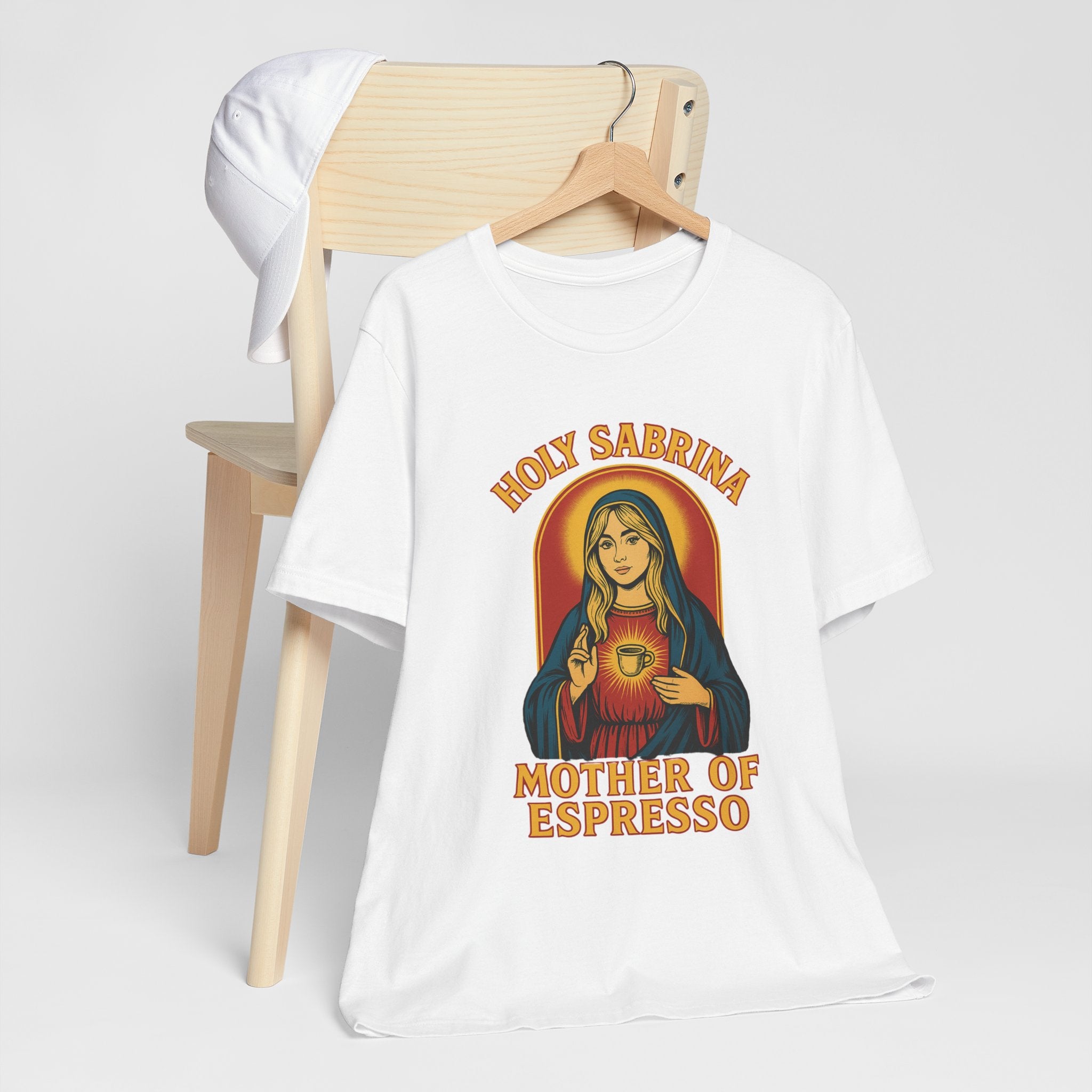 Holy Sabrina Espresso Tee, Coffee Lover Gift, Funny T-Shirt, Unisex Graphic Tee, Music Lover Present, Casual Coffee Shirt | LZP Tees