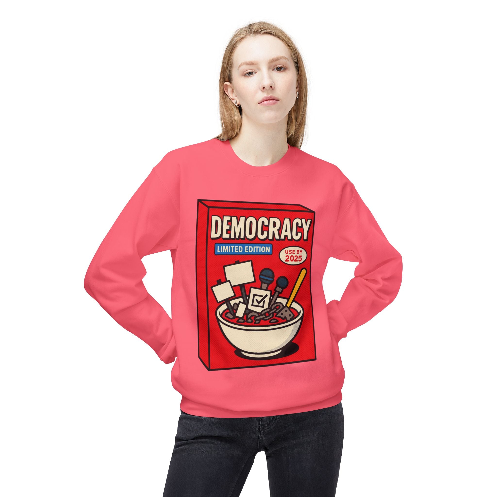 Democracy Cereal Political Statement Crewneck Sweatshirt | LZP Tees