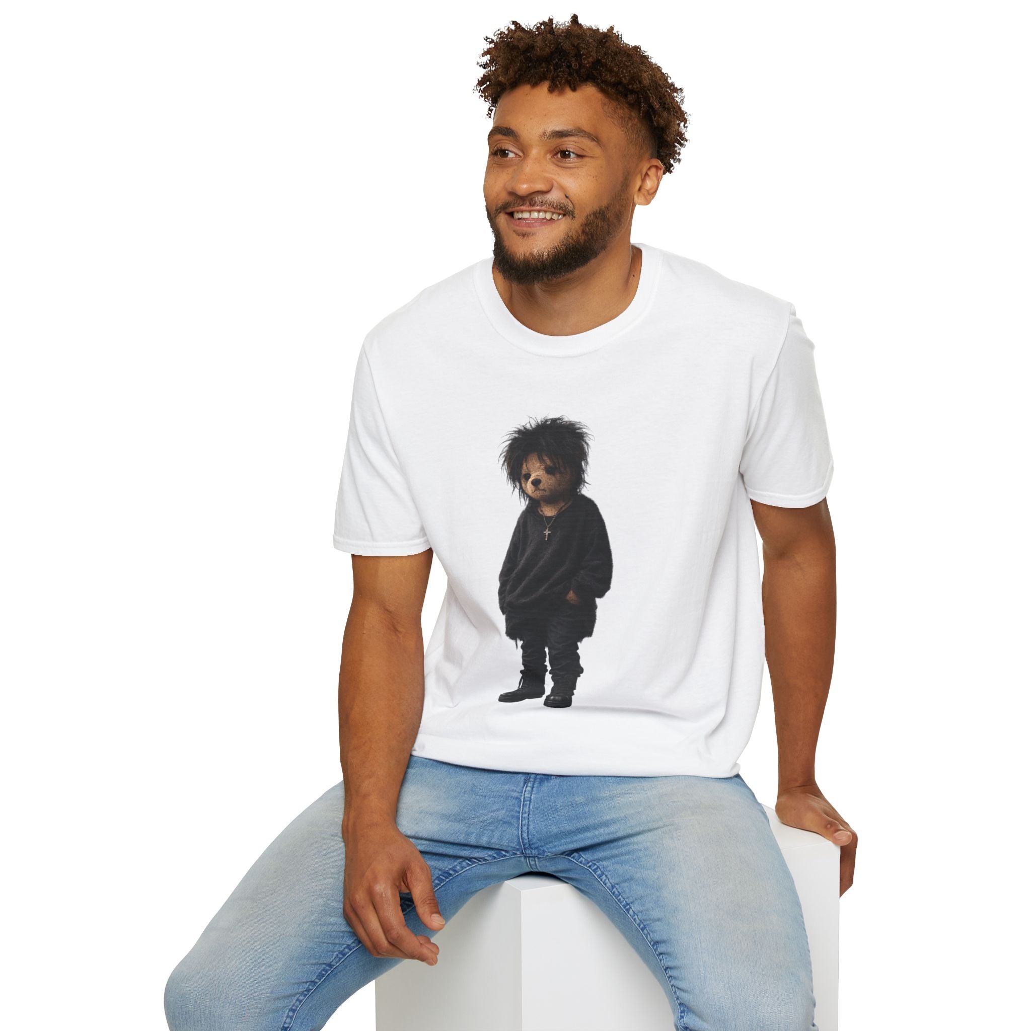 Moody Teddy Bear Graphic Tee - Gothic Bear