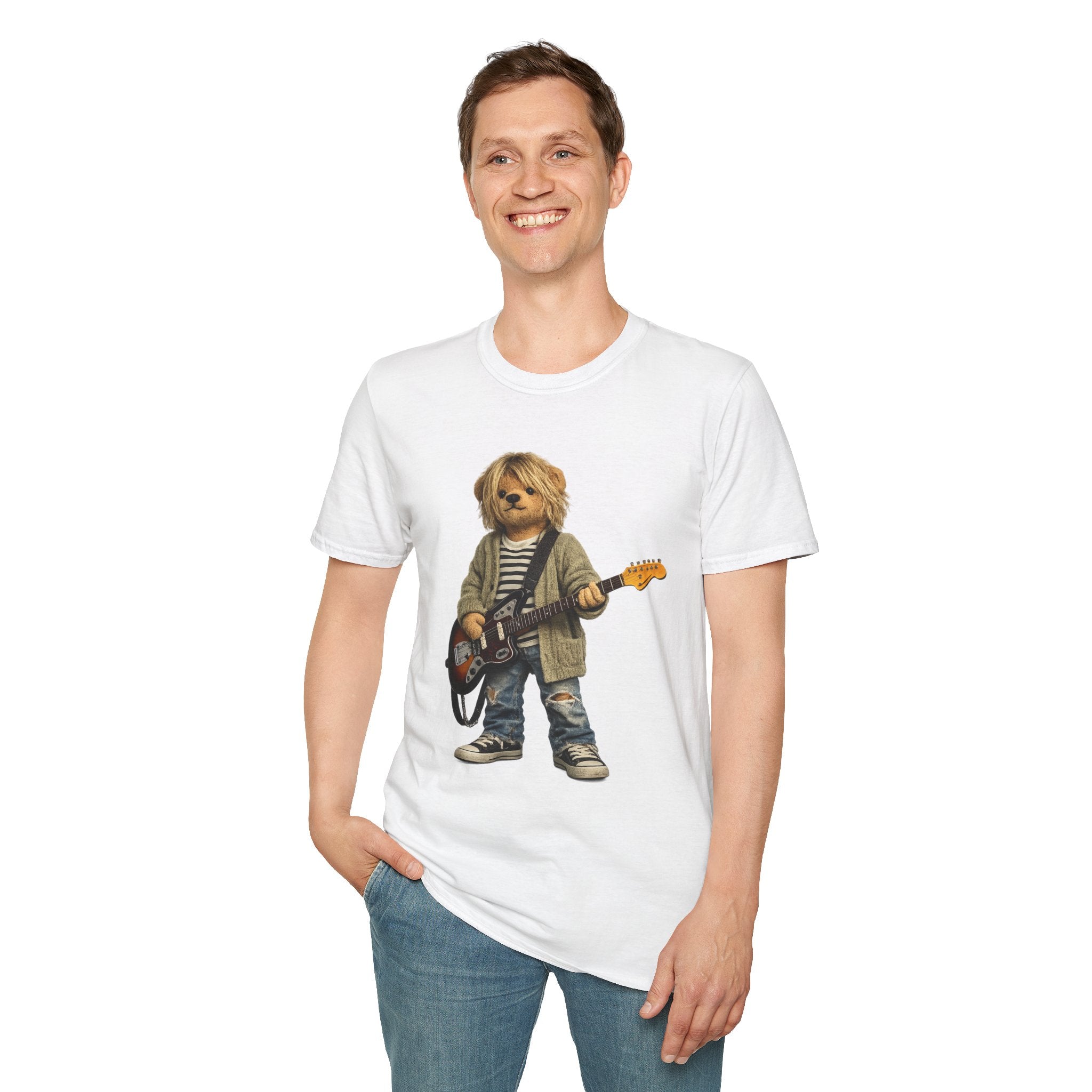 Grunge Kid Guitar T‑Shirt — Cute Rocker Graphic Tee - Bearvana