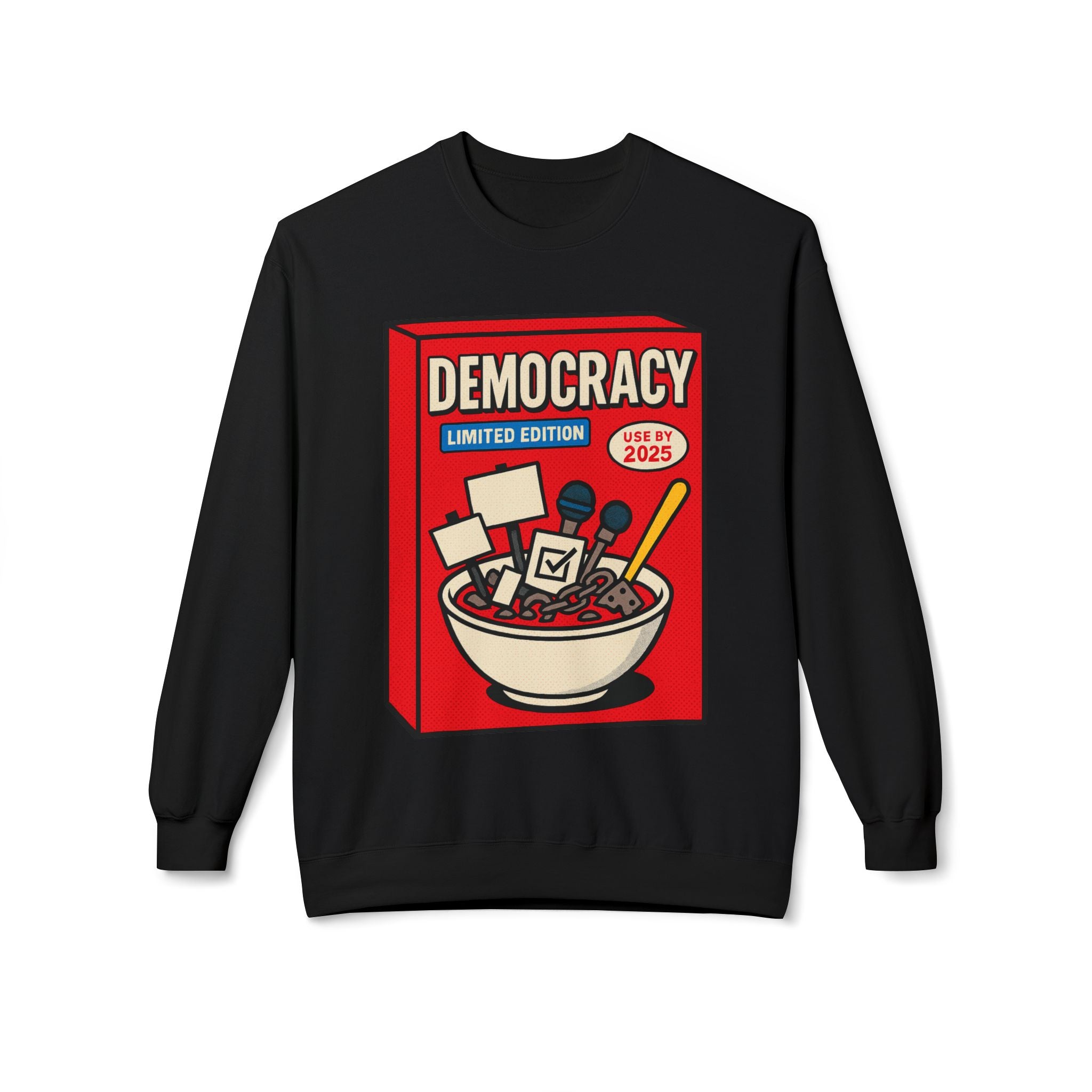 Democracy Cereal Political Statement Crewneck Sweatshirt | LZP Tees