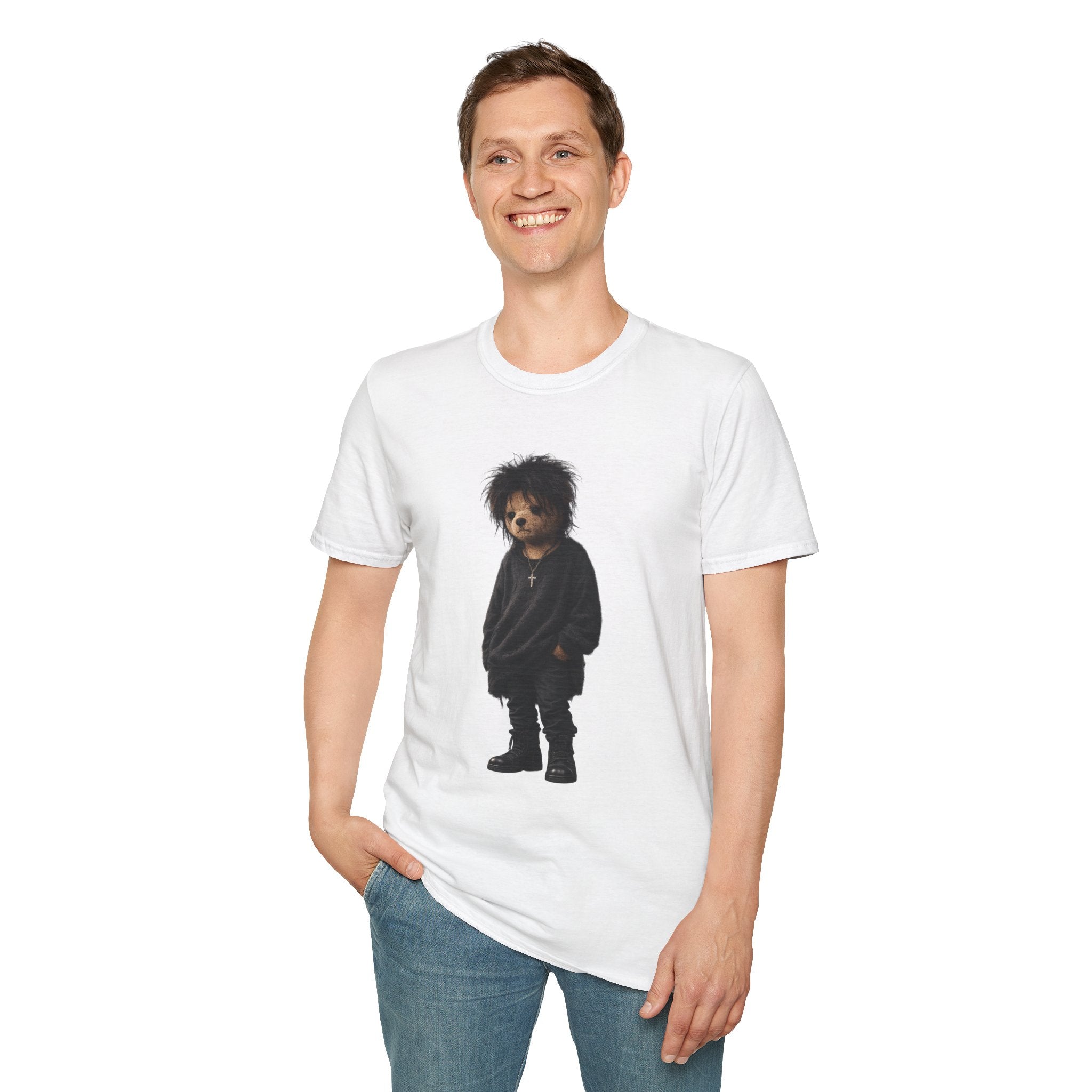 Moody Teddy Bear Graphic Tee - Gothic Bear