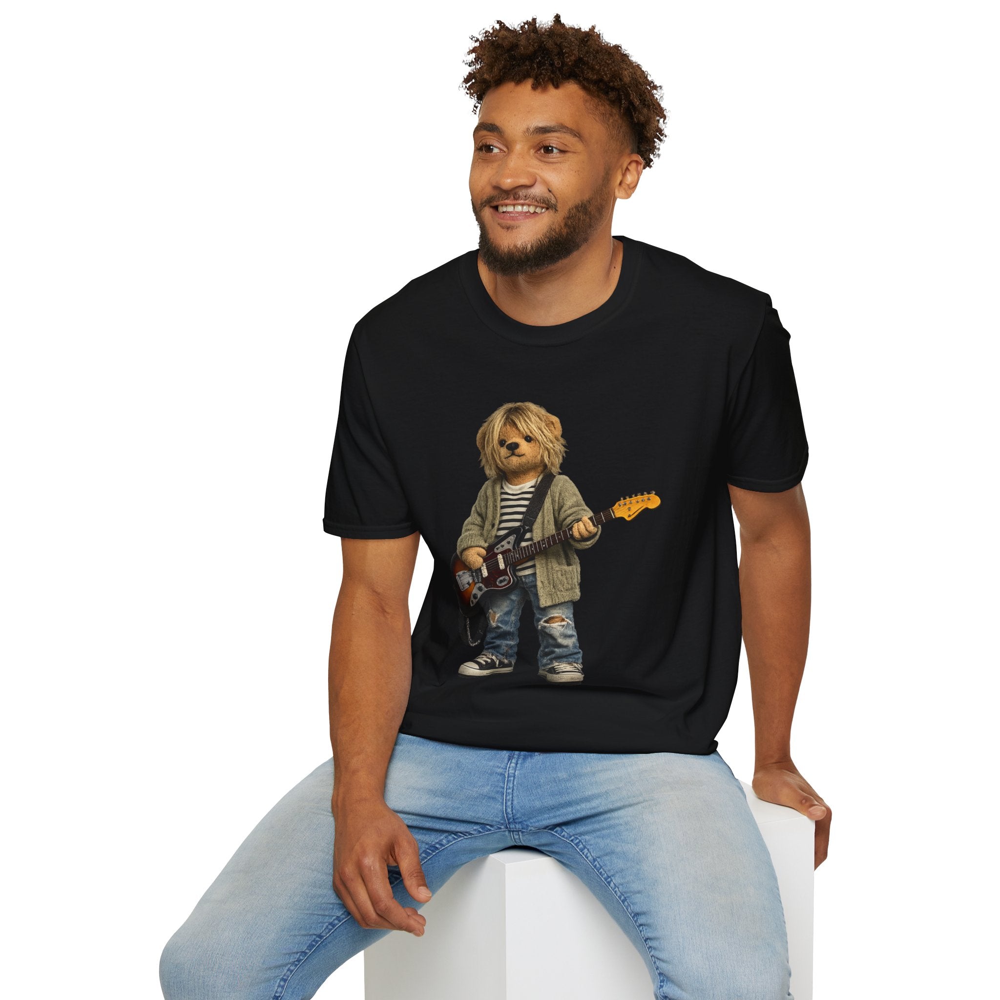 Grunge Kid Guitar T‑Shirt — Cute Rocker Graphic Tee - Bearvana