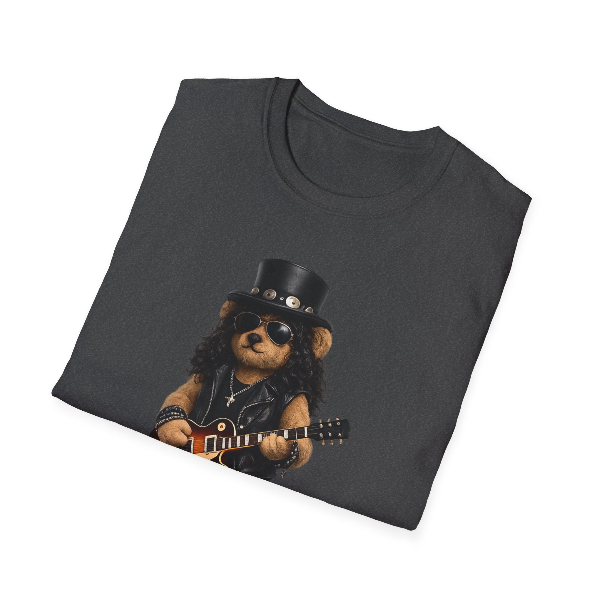 Rock Guitar Bear T‑Shirt — Cute Slash-Inspired Musician Graphic Tee