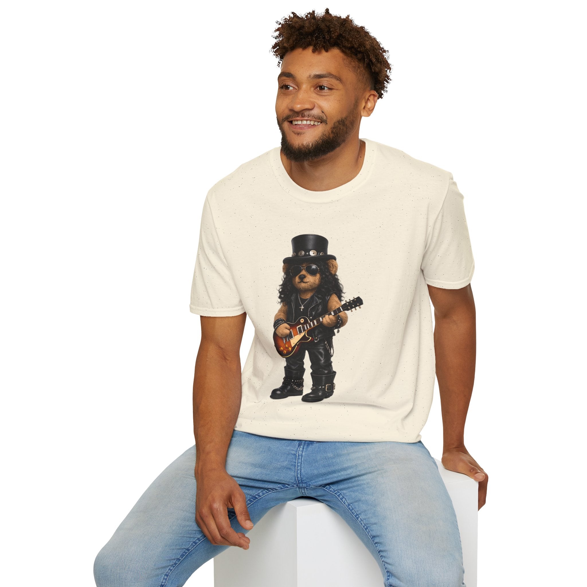 Rock Guitar Bear T‑Shirt — Cute Slash-Inspired Musician Graphic Tee