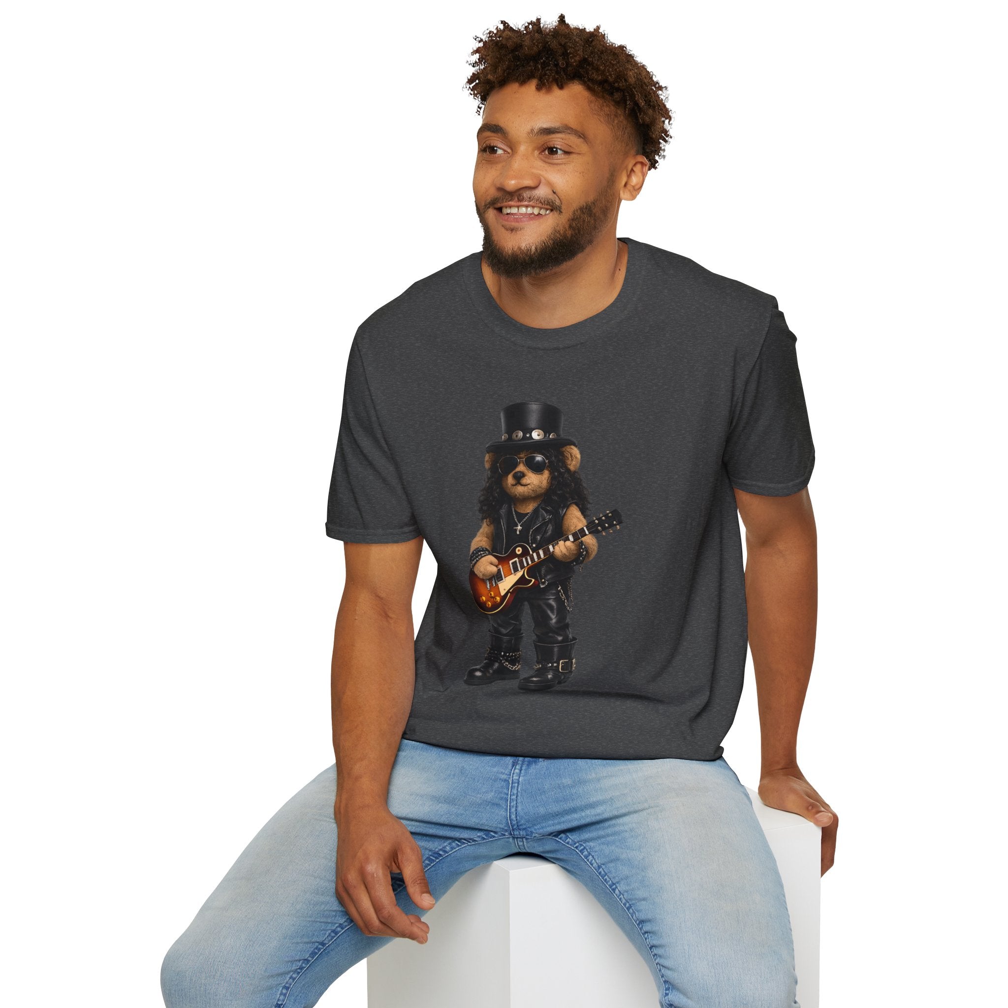 Rock Guitar Bear T‑Shirt — Cute Slash-Inspired Musician Graphic Tee