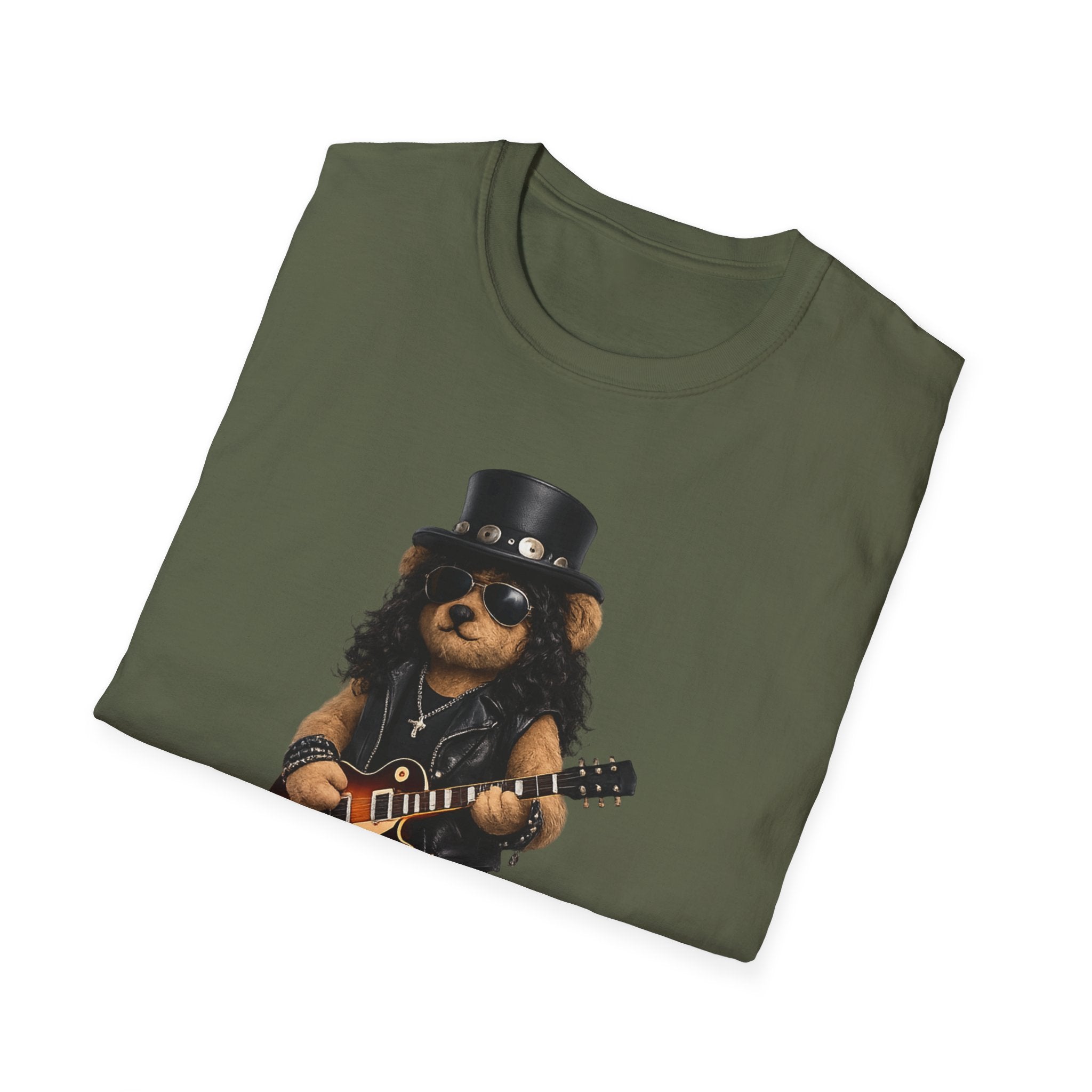 Rock Guitar Bear T‑Shirt — Cute Slash-Inspired Musician Graphic Tee